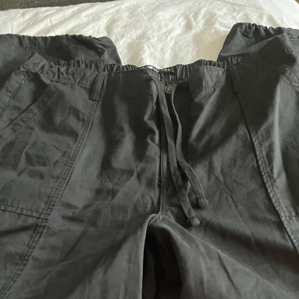 Black Elastic Drawstring Scrub Pants